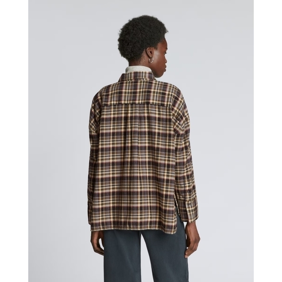 Everlane Tops - Everlane Shirt Womens Brown Flannel Boxy Plaid Button Up Pockets